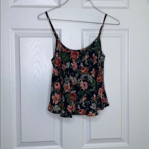 Floral Black Crop Top